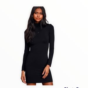 Lulus High Hopes Turtleneck High Neck Black Long Sleeve Bodycon Dress Sz Small